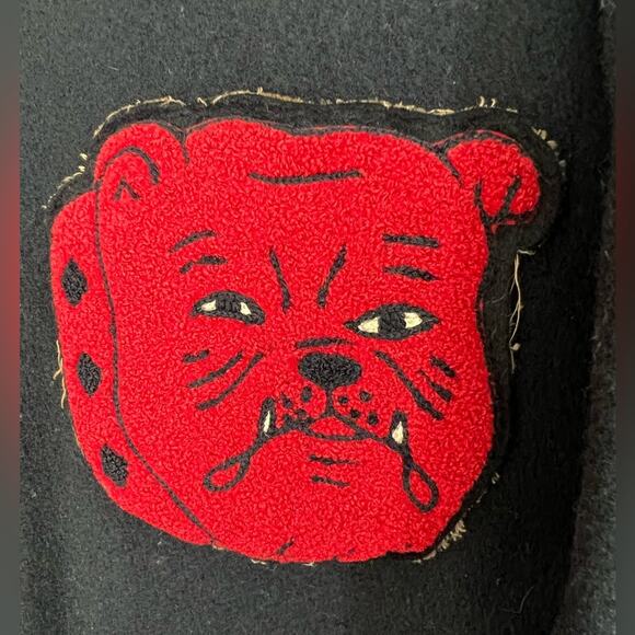 True Vintage 1930’s Wool Red Dog Bulldog Varsity Jacket Size Large ONE OF A KIND - Picture 4 of 7
